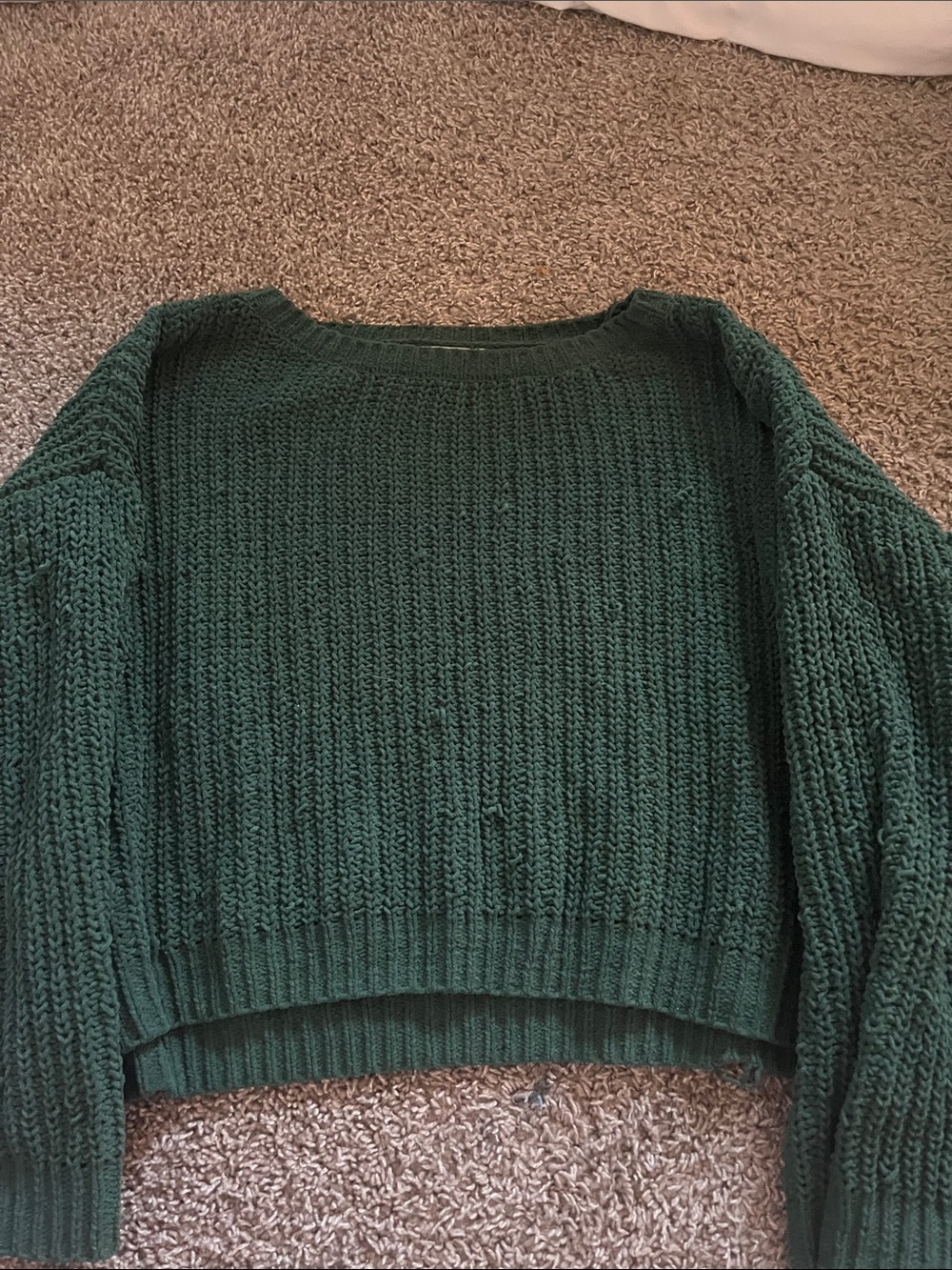 Cozy Dark Green Chunky Crewneck Sweater